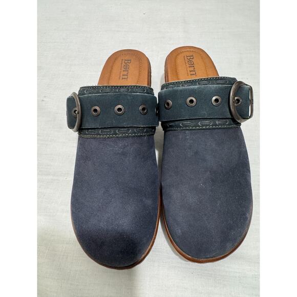 Womens Born Banyan Clogs Mules Navy Blue Indigo Suede Leather 10M NIB - Picture 5 of 9